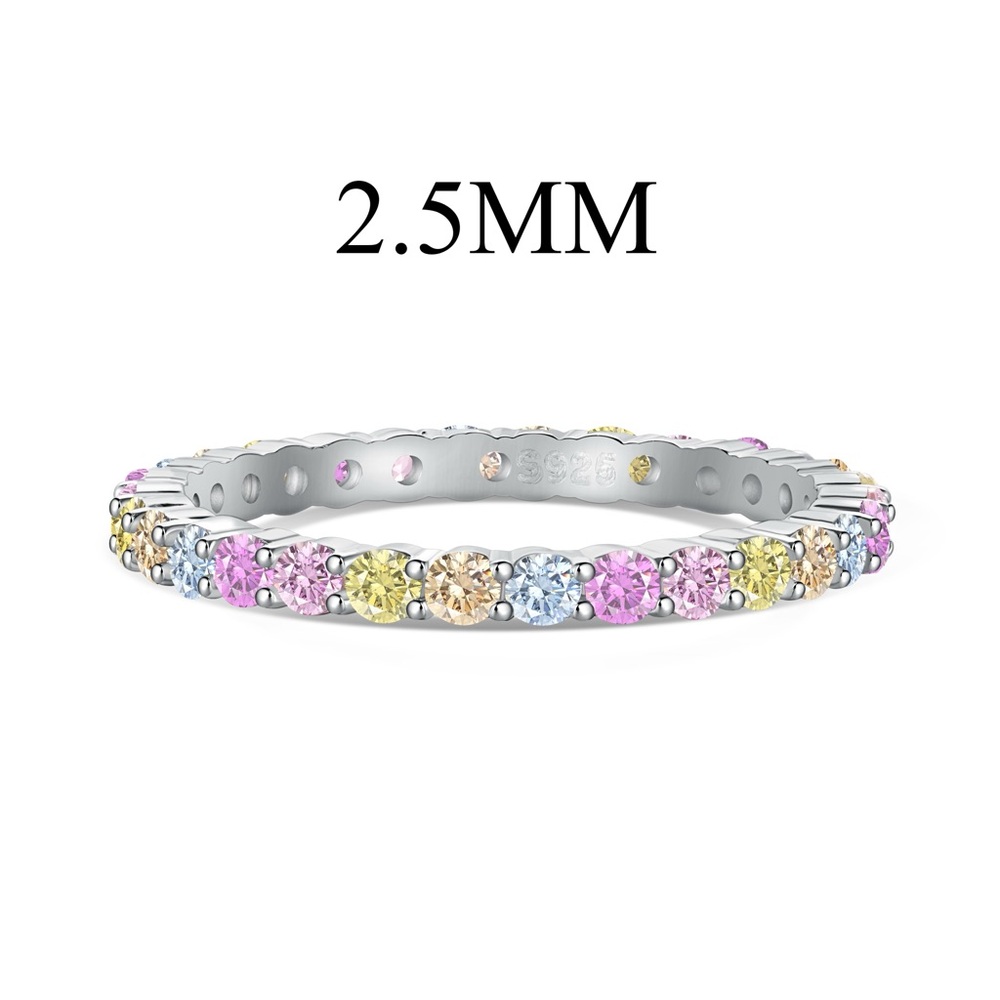 Pink and Yellow Eternity Ring with Pastel Gemstones